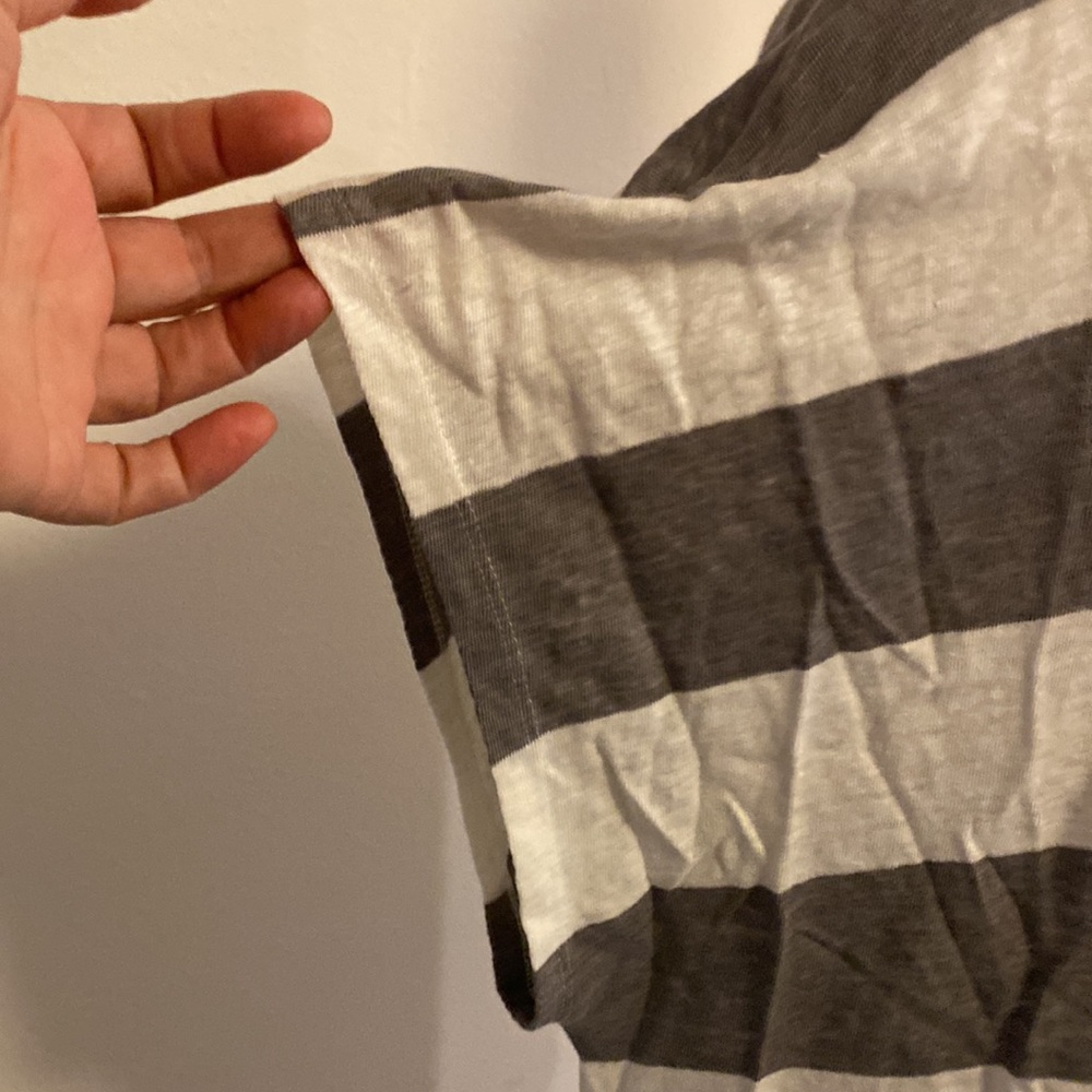 Eileen Fisher NWOT linen white with gray boxy stripes top size XL - Picture 4 of 9
